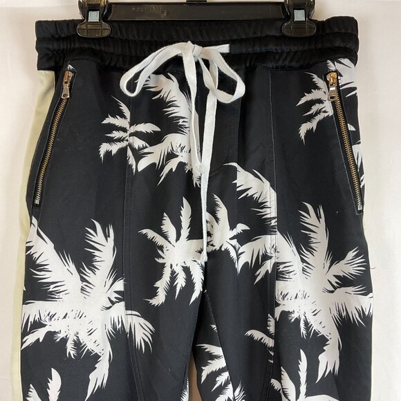 Lifted Anchors Track Pants Men's L Black White Cream Palm Tree Print Elastic Tie - Picture 2 of 14